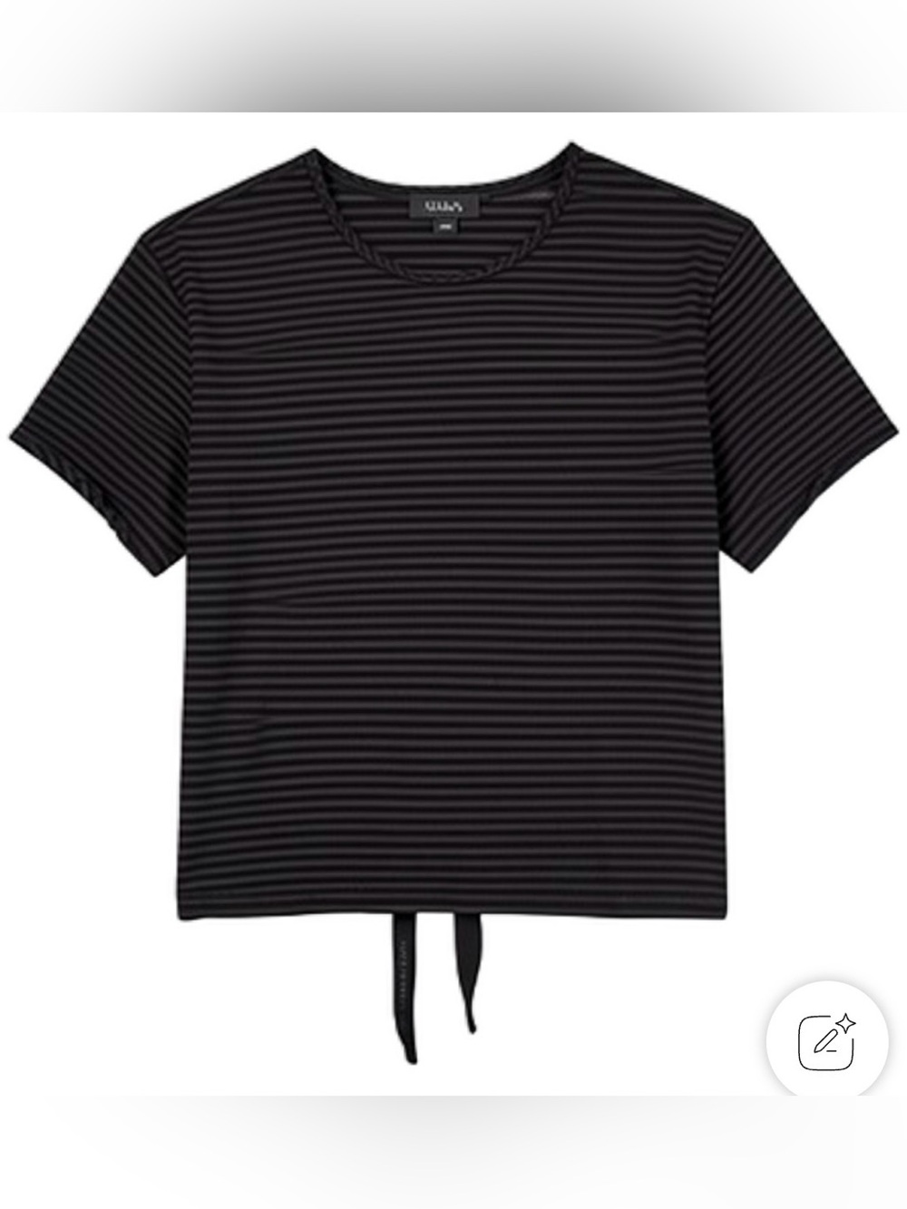 Alaia Black Striped Short Sleeve Tie-Back Tee